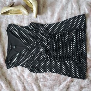 WHBM Black and White Polka Dot Sleeveless Blouse Top
